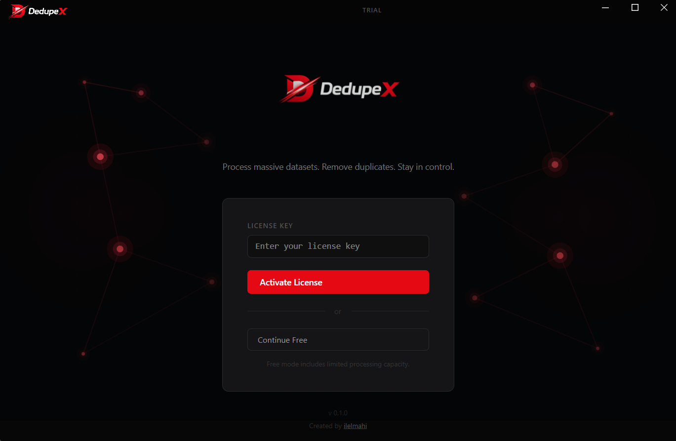 Welcome screen